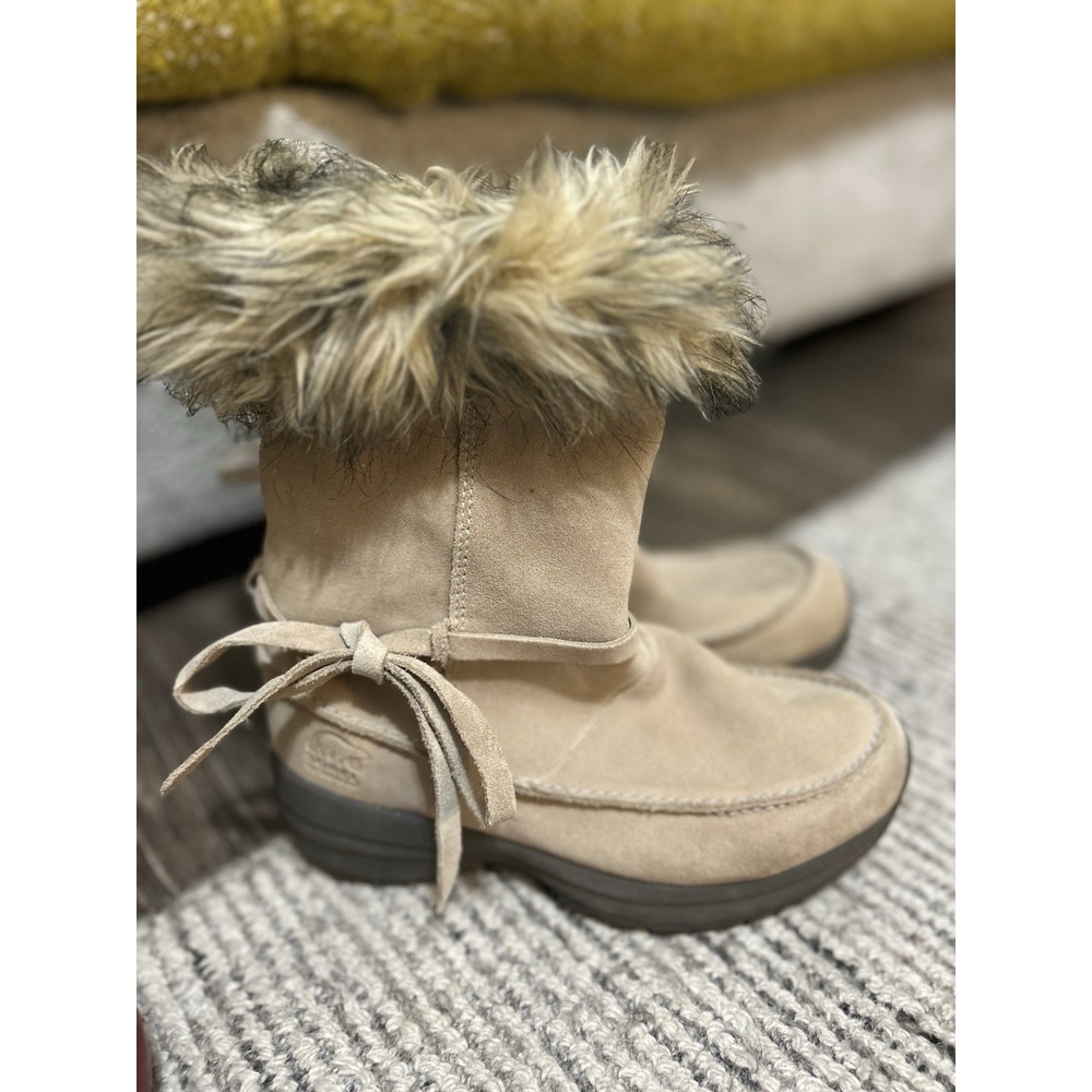 Sorel Northern Lite Beige Suede Faux Fur Waterproof Winter Boots Womens Size 7
